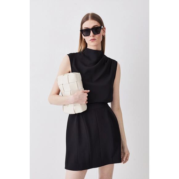 KAREN MILLEN | Structured Stretch Lantern Mini Skirt | 2 - Picture 1 of 6